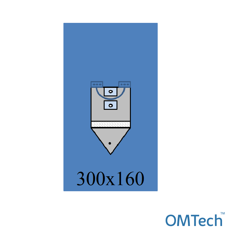 Покриття операційне OMTech™ для артроскопії 300x160см на дугу, з двома отворами 7см та 4см, мішком конусної форми з фільтром і трубкою 130 см, (СММС - 35 г/м2)